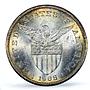 Philippines 1 peso US Decimal Coinage Small Type MS62 PCGS silver coin 1908-S