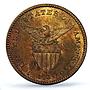Philippines 1 centavo US Decimal Coinage Seated Man MS64 PCGS bronze coin 1909-S