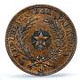 Paraguay 4 centesimos Republic Coinage SHAW Variety AU58 PCGS bronze coin 1870