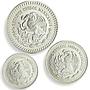 Mexico 1, 1/2, 1/4 onza Set Libertad Angel of Independence silver coins 1992