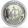 Latvia 1 unce ounce oz Latvians America Ship Clipper PR silver token coin 1989