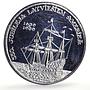 Latvia 1 unce ounce oz Latvians America Ship Clipper PR silver token coin 1989