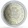 Sri Lanka Ceylon 5 rupees Buddhism 2500 Years Animals Religion silver coin 1957