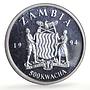 Zambia 500 kwacha Human Rights Work Weaver Bird Fauna proof silver coin 1994