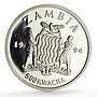 Zambia 500 kwacha Human Rights Association Lion Cub Lamb proof silver coin 1994