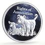 Zambia 500 kwacha Human Rights Association Lion Cub Lamb proof silver coin 1994