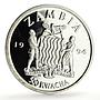 Zambia 500 kwacha Human Rights Disabled Persons Elephants proof silver coin 1994