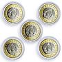 Belarus 2 roubles x 5 Set Bison Deer Lion Lynx Wolf Animals Fauna coins 2021