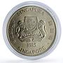 Singapore 10 dollars Lunar Calendar Year of the Ox Bull proof silver coin 1985