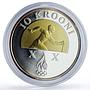 Estonia 10 krooni Turin Winter Olympic Games Skiing Gilt proof silver coin 2006