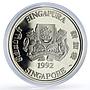 Singapore 10 dollars Lunar Calendar Year of the Monkey proof silver coin 1992