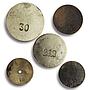 Malaysia Kong Hock Kongsi 50 10 5 2 1 cents Set Penang Tokens brass coins 1900