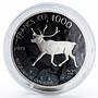 Cameroon 1000 francs 100th Anniversary of Karelia Crane Deer silver coin 2019