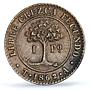 Honduras 1 peso Provisional Coinage Tree KM-24 AU58 PCGS copper coin 1862