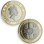 Guernsey 2 pounds Elizabeth II Third Portrait Cross MS70 PCGS bimetal coin 1997