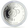 Argentina 1 peso United Nations UN Logo 50th Anniversary proof silver coin 1995