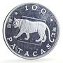 China Macau 100 patacas Lunar Calendar Year of the Tiger proof silver coin 1986