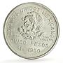 Mexico 5 pesos Southeastern Railroad Railway Opening Train silver coin 1950
