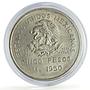 Mexico 5 pesos Southeastern Railroad Railway Opening Train silver coin 1950