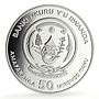 Rwanda 50 francs African Ounce Wildlife Elephants Fauna proof silver coin 2009