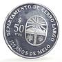 Uruguay 50 pesos Melo City 200th Anniversary Carro Largo proof silver coin 1996
