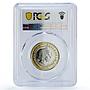 Gibraltar 2 pounds Union Jack Flag Britannia KM-970 MS65 PCGS bimetal coin 2001