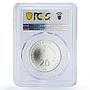 Switzerland 20 francs National Bank Composer Honegger MS69 PCGS silver coin 2007