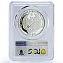 Laos 50 kip Elasmosaurus Tylosaurus Dinosaurs PR68 PCGS silver coin 1994