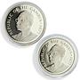 Gambia 20 and 40 dalasis Goose Aardvark Set WWF Wildlife proof silver coins 1977