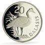 Gambia 20 and 40 dalasis Goose Aardvark Set WWF Wildlife proof silver coins 1977