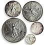 Mexico set of 5 coins Libertad Angel of Independence silver coins 1992