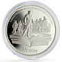 Kyrgyzstan 10 som Chingiz Aitmatov Mother Field Train proof silver coin 2009
