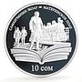 Kyrgyzstan 10 som Chingiz Aitmatov Mother Field Train proof silver coin 2009
