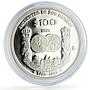 Mexico 100 pesos Two Worlds Encounter Ships Pillars proof silver coin 1991