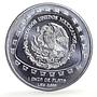 Mexico 5 pesos Jaguar Carving Art Precolombina Toltec silver coin 1998