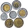 Mexico Various Set Republic Coinage Commemorative BU bimetal coins 2001