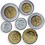 Mexico Various Set Republic Coinage Commemorative BU bimetal coins 2001