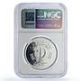 Pakistan 100 rupees Tragopan Pheasant Conservation Fauna MS68 NGC Ag coin 1976