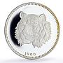 Equatorial Guinea 2000 ekuele Tiger Wildlife Fauna proof silver coin 1980