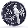 Swaziland 25 emalangeni Sobhuza II Jubilee Bird Politics proof silver coin 1981