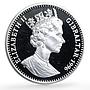 Gibraltar 1 royal Bulldog Dog Homes Pets Animals proof silver coin 1996
