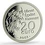 France 20 euro Mona Lisa Da Vinci Painters Art 5 oz proof silver coin 2003