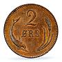 Denmark 2 ore King Christian IX Dolphin KM-793 MS63 PCGS bronze coin 1876