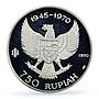 Indonesia 750 rupiah Garuda Bird Independence KM-26 PR64 PCGS silver coin 1970