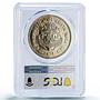 Costa Rica 50 colones Green Turtle Conservation Fauna MS67 PCGS silver coin 1974