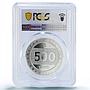 Kazakhstan 500 tenge Umai Mountain Altai Petroglyps PR70 PCGS silver coin 2001