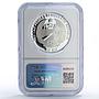 Laos 50 kip Tiger Cubs Endangered Wildlife Fauna PF68 NGC silver coin 1991