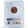 Esperanto 1 steloj Fantasy X#3 Netherlands Mint MS64 PCGS bronze coin 1959