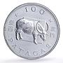 China Macau 100 patacas Ox Bull Year Lunar Calendar proof silver coin 1985