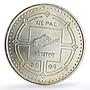 Nepal 1000 rupees Junior Youth Red Cross Himalayas Mountains silver coin 2014